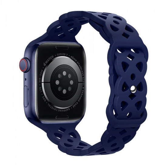Watchband Hoco WA09 Flexible Rhombus Hollow 38/40/41mm για Apple Watch 1/2/3/4/5/6/7/8/SE Dark Blue Silicon Band 38263