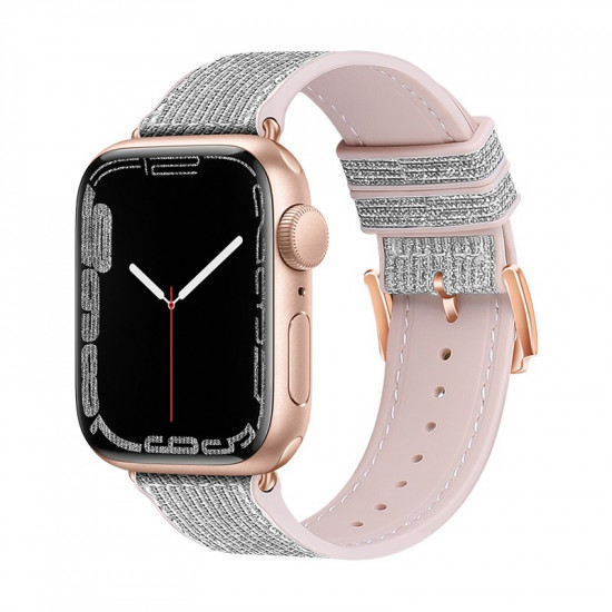 Watchband Hoco WA11 Diamond series 42/44/45/49mm για Apple Watch 1/2/3/4/5/6/7/8/SE/Ultra Λευκό Ασημί Silicone Band 38282
