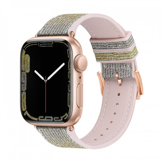 Watchband Hoco WA11 Diamond series 42/44/45/49mm για Apple Watch 1/2/3/4/5/6/7/8/SE/Ultra Silver Yellow Silicone Band 38284