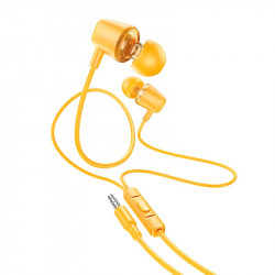 Hands Free Hoco M107 Discoverer Universal Earphones 3.5mm Κίτρινο 1.2m 41143