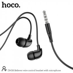 Hands Free Hoco. DM38 Believer Stereo 3.5mm με Μικρόφωνο και Πλήκτρο Λειτουργίας 1.2m  Μαύρα 46236