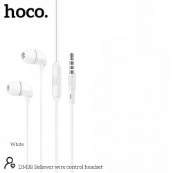 Hands Free Hoco. DM38 Believer Stereo 3.5mm με Μικρόφωνο και Πλήκτρο Λειτουργίας 1.2m Λευκά 46238