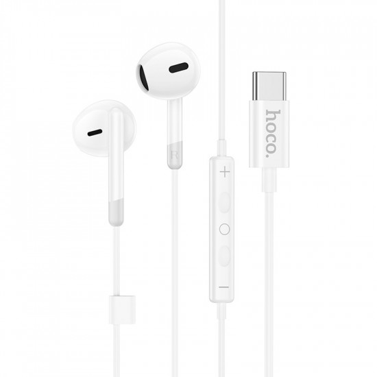 Hands Free Hoco M109 Earphones Stereo USB-C Συμβατά με Όλες τις Συσκευές USB-C Λευκό 1.2m 40459