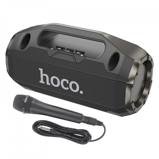Φορητό Ηχείο Wireless Hoco HA3 Drum TWS BT 5.0 4000mAh 2x10W με USB Micro SD και Ενσύρματο Μικρόφωνο Μαύρο 40391