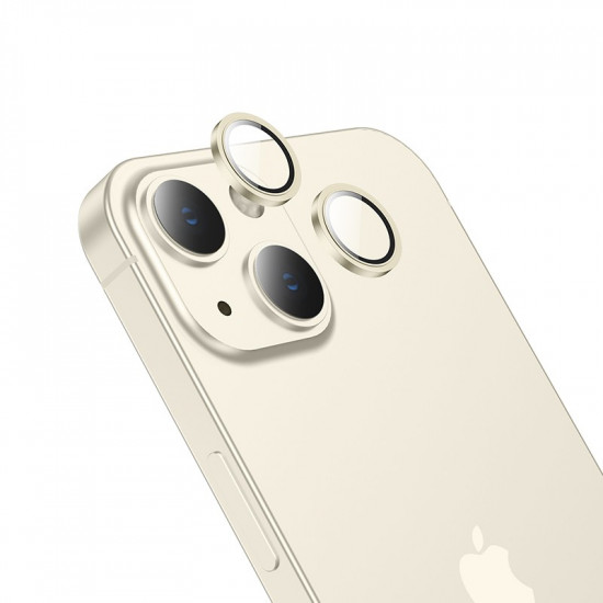 Προστασία Κάμερας Hoco 3D Metal V13 για Apple iPhone 15 / iPhone 15 Plus Light Yellow 40374