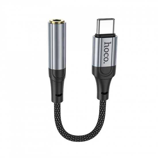 Αντάπτορας Hoco LS36 Fresh USB-C to 3.5mm Hi-Fi Braided 12cm Μαύρο 41071