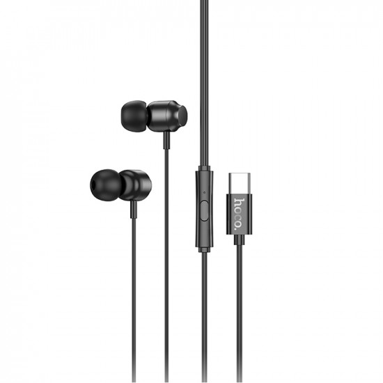 Hands Free Hoco M122 Power Earphones Stereo USB-C με Μικρόφωνο και Πλήκτρο Λειτουργίας 1.2m Μαύρα Συμβατά με Συσκευές USB-C 46501