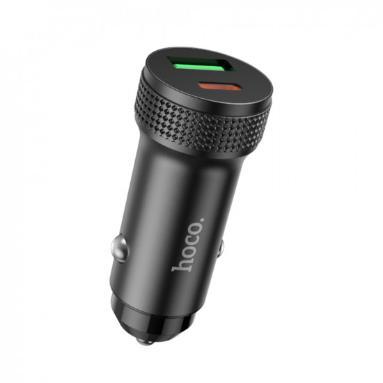 Φορτιστής Αυτοκινήτου Hoco Z49B 38W 1xUSB-C 1xUSB-A Alluminum Alloy Μαύρος 50603