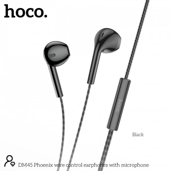 Hands Free Hoco. DM45 Phoenix Earphones Stereo 3.5mm με Μικρόφωνο και Πλήκτρο Λειτουργίας 1.2m Μαύρα 46264