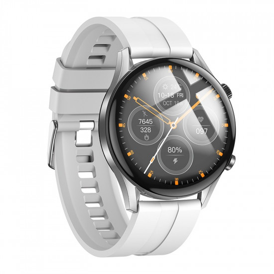 Smartwatch Hoco Y7 Pro IP67 με Δυνατότητα Κλήσεων Silicon Band Ασημί 41240