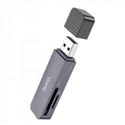 Αναγνώστης Κάρτας Μνήμης Hoco HB45 Spirit 2-σε-1 USB 2.0 έως 480Mbps και 2TB για Micro SD και SD Γκρι 41251