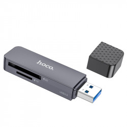 Αναγνώστης Κάρτας Μνήμης Hoco HB45 Spirit 2-σε-1 USB 3.0 έως 5Gbps και 2TB για Micro SD και SD Γκρι 41250