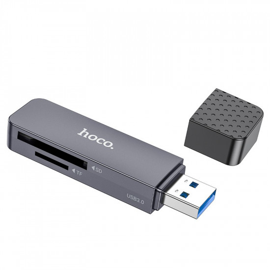 Αναγνώστης Κάρτας Μνήμης Hoco HB45 Spirit 2-σε-1 USB 3.0 έως 5Gbps και 2TB για Micro SD και SD Γκρι 41250