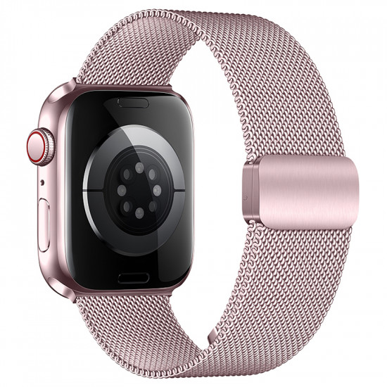 Watchband Hoco WA26 42/44/45/49mm Stainless Steel + Strong Magnetic για Apple Watch series 1/2/3/4/5/6/7/8/9/SE/SE2/Ultra/Ultra2 Rose Pink 45194