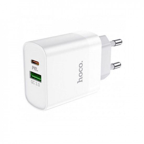 Φορτιστής Ταξιδίου Hoco. DC82 1xUSB-C PD20W 1xUSB-A 18W QC Λευκός 50500