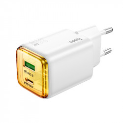 Φορτιστής Ταξιδίου Hoco N53 Monsoon με 1xUSB QC3.0 και 1xUSB-C PD30W GaN Tech Ασπρος 45666