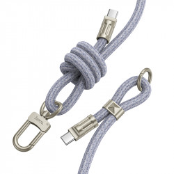 Καλώδιο Φόρτισης/Λουράκι Λαιμού Hoco GH7 USB-C σε USB-C  60W 3A Braided Μπλέ 1.8m 45698