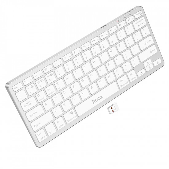 Ασύρματο Πληκτρολόγιο Hoco GM32 Wisdom 78 Πλήκτρα 2.4GHz+Bluetooth 5.0 Ασημί 46146
