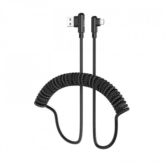 Καλώδιο σύνδεσης Hoco. DU40 Guard USB σε Lightning 2.4A Spring Cable Braided Μαύρο 0.45-1m 46260
