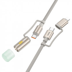Καλώδιο σύνδεσης Hoco U138 USB-C/iP σε USB-C/Φακό 3A Braided Γκρι 1.2m 46188