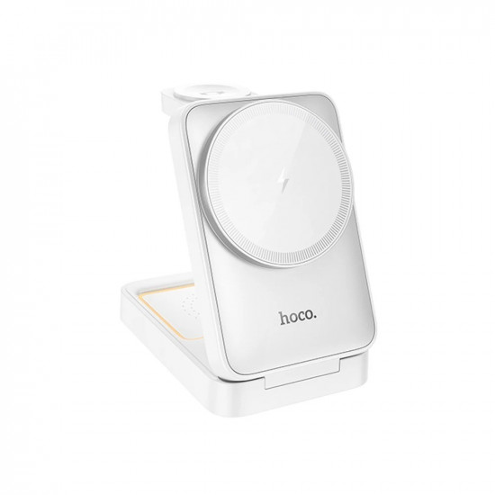 Επιτραπέζια Αναδιπλούμενη Βάση Ασύρματης Φόρτισης Hoco CQ21 Power 3-σε-1 15W Φόρτιση 3 Συσκευών Λευκή 46131