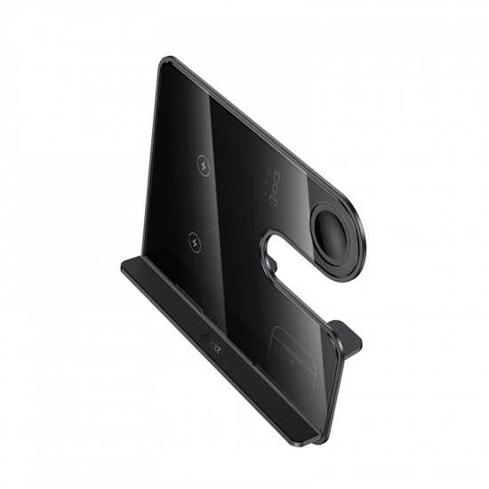 Επιτραπέζια Βάση Ασύρματης Φόρτισης Hoco CQ19 Falcon 3-σε-1 15W Κάθετη Φόρτιση 3 Συσκευών Μαύρη 46170