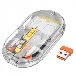 Bluetooth Ποντίκι Hoco GM35 General Wireless με 5  Πλήκτρα DPI 1600 Γκρι Διάφανο 46518