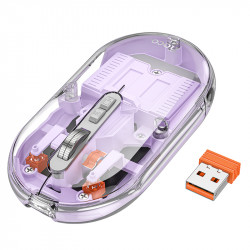 Bluetooth Ποντίκι Hoco GM35 General Wireless με 5  Πλήκτρα DPI 1600 Μωβ Διάφανο 46519