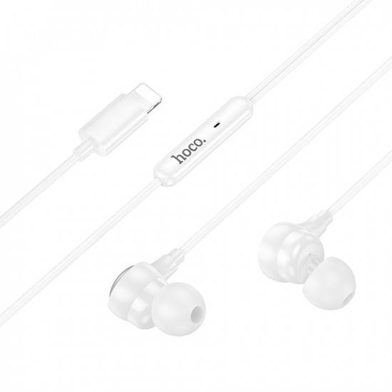 Hands Free Hoco M116 Benevolent με Μικρόφωνο, Βύσμα Lightning Λευκά 1.2m 46697