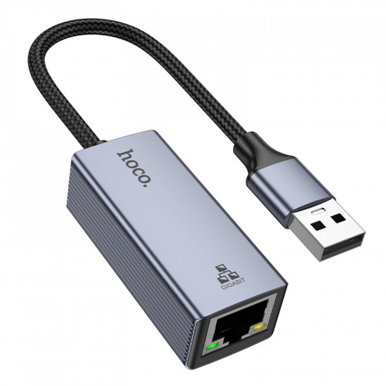 Αντάπτορας  Hoco UA37 USB-Α σε RJ45 OTG 10/100/1000Mbps 12cm Γκρι 46227