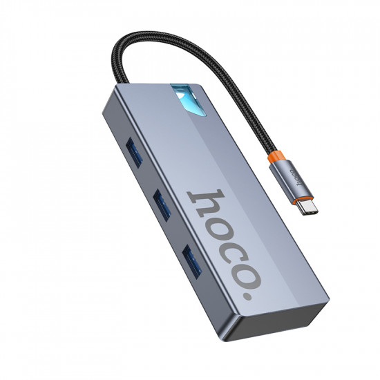 USB Hub Hoco HB50 Wow 5-in-1 USB-C σε HDTV+PD+ 3 x USB3.0 Γκρι 18cm 46218