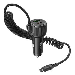 Φορτιστής Αυτοκινήτου Hoco NZ17A Avant-garde 1xUSB-A και 2xUSB-C 50W PD+QC με Καλώδιο Type-C Black 46492