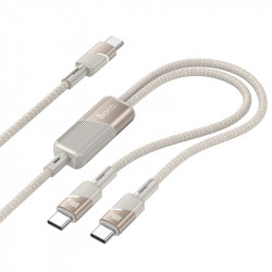 Καλώδιο Σύνδεσης Hoco U139  USB-C σε 2xUSB-C PD100W 20V/5A Braided Χρυσό 1.2m. 46230