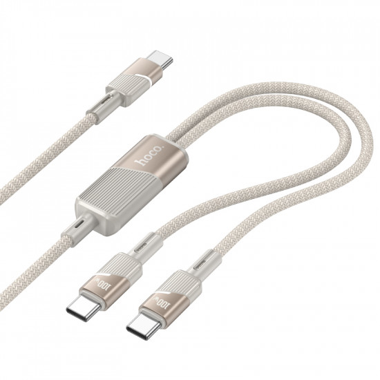 Καλώδιο Σύνδεσης Hoco U139  USB-C σε 2xUSB-C PD100W 20V/5A Braided Χρυσό 1.2m. 46230