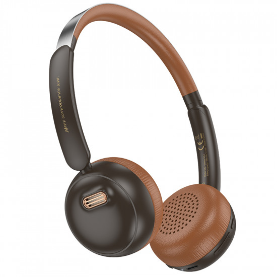Wireless Ακουστικά Stereo Hoco W62 Verso Retro V5.4 300mAh με Ενσωματωμένο Μικρόφωνο Καφέ - Μαύρο 46499