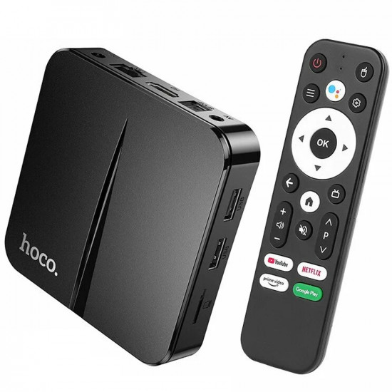 Hoco. DQ09 Barco TV Box 4K UHD 60Fps με WiFi RJ45 4GB RAM + 64GB ROM v5.0 Android 12 Δεν είναι συμβατό με τις εφαρμογές Cosmote TV και Netflix. 47070