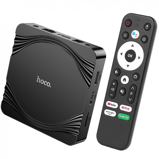 Hoco. DQ10 Navio TV Box 4K UHD 60Fps με WiFi RJ45 4GB RAM + 32GB ROM v5.0 Android 12 Δεν είναι συμβατό με τις εφαρμογές Cosmote TV και Netflix. 47069