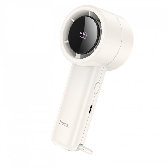 Φορητός Επαναφορτιζόμενος Ανεμιστήρας Hoco HX63 Fashion 2000mAh 5 Ταχύτητες Αέρα 9200Rpm με Digital Ένδειξεις Λευκός 46721