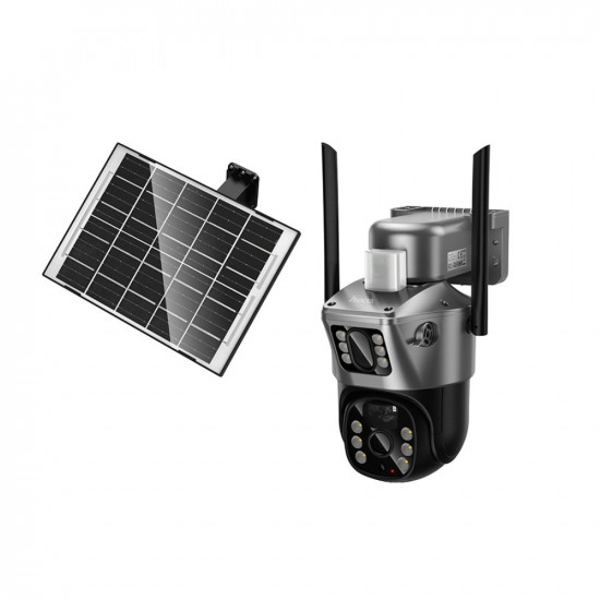Εξωτερική Smart 4G Κάμερα Ασφαλείας Hoco. DI76 Feather Solar  Full HD IP65 355° Διπλή Κάμερα Αμφίδρομη Επικοινωνία και Ανίχνευση Κίνησης Λειτουργει μόνο με SIM Nova 47816
