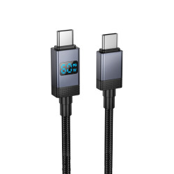 Καλώδιο X118 Generous USB-C σε USB-C 60W Fast Charging 3A με Ένδειξη Φόρτισης Braided Μαύρο 1m 47634