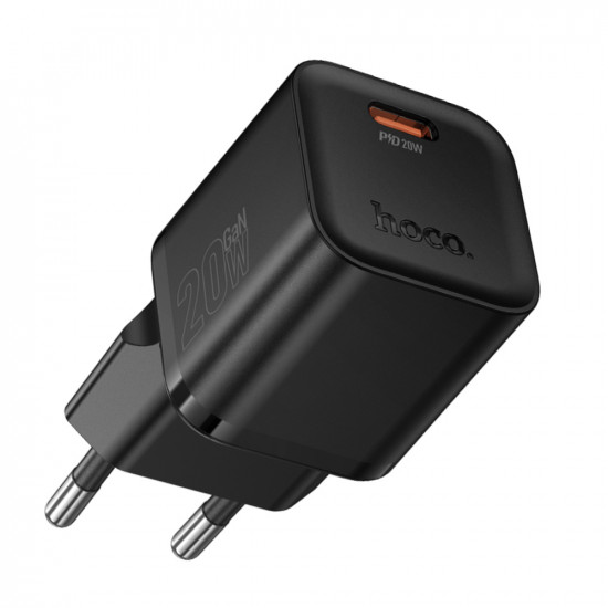 Φορτιστής Ταξιδίου Hoco N64 Ingenious GaN με 1 Εξόδο Φόρτισης USB-C PD20W 5V 3.0A  Μαύρος 47724