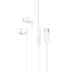 Hands Free Hoco M97 Enjoy Universal Earphones Stereo Bass USB-C με Μικρόφωνο Συμβατά με Όλες τις Συσκευές USB-C Λευκό 1.2m 47731