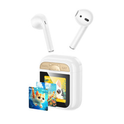 Wireless Hands Free Hoco EW86 Cat v5.4 300mAh 3.5 Ώρες Ομιλίας Σύστημα Εύρεσης Ακουστικού και Οθόνη Αφής Λευκά 47658