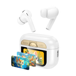 Wireless Hands Free Hoco EW88 Rampino ANC v5.4 280mAh 4 Ώρες Ομιλίας Σύστημα Εύρεσης Ακουστικού και Οθόνη Αφής Λευκά 47664
