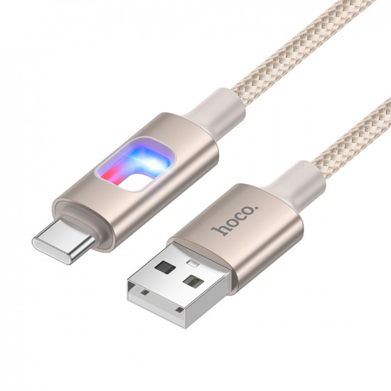 Καλώδιο Hoco U144 USB-A σε USB-C Fast Charging 3A  με Φωτισμό Braided Χρυσό 1.2m 47743