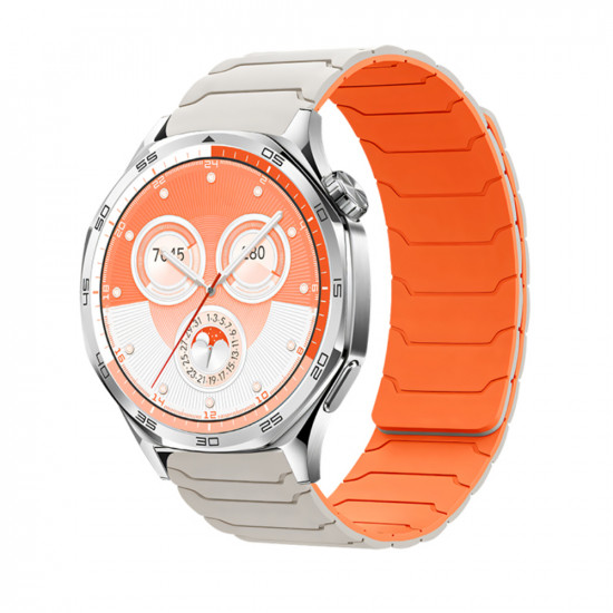 Watchband Hoco WH21 Flexible Silicon Μαγνητικό για Samsung Huawei Xiaomi Vivo OPPO κα 22mm Universal Λευκό με Πορτοκαλί 50260