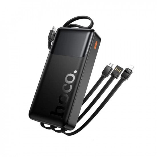 Power Bank Hoco J156A Founder 20000mAh PD20W+22.5W QC με Θύρες USB+USB-C Ενσωματωμένα Καλώδια USB-C+USB+Lighting+Micro και LED Ένδειξη Μπαταρίας Μαύρο 50358