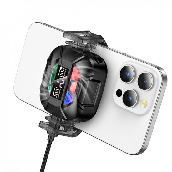 Cooler Κινητού Τηλεφώνου Hoco GA5 Triumph Μαύρο με Ισχυρό Μαγνήτη Ανεμιστήρα με 3-επίπεδα Έντασης και Φωτισμό 50365