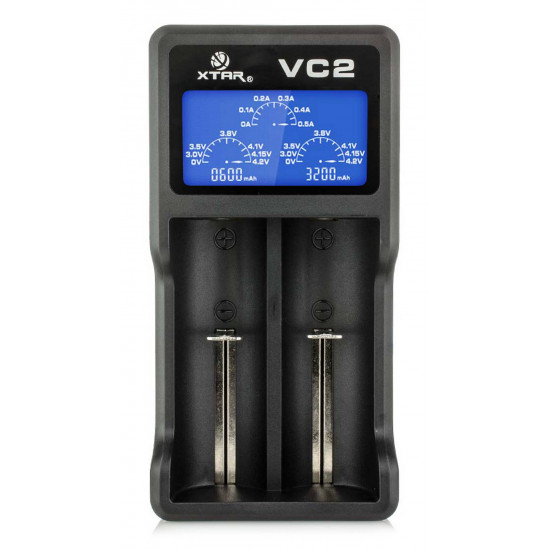 Φορτιστής Μπαταριών Βιομηχανικού Τύπου Xtar VC2 USB, 2 Θέσεων με Ένδειξη Επιπέδου Φόρτισης για 18650/17670/17500 22228
