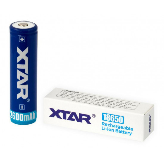 Επαναφορτιζόμενη Μπαταρία Βιομηχανικού Τύπου, Xtar 18650 Li-ion 3.7V 2600mAh 2A με Κύκλωμα Προστασίας 27230